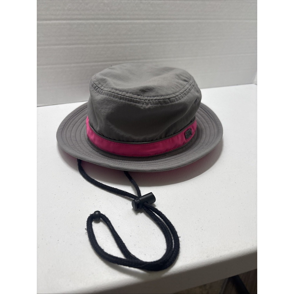 North Face Bucket Sun Stash Hat Girls One Size Gray Pink UPF 50 Outdoor Sun
